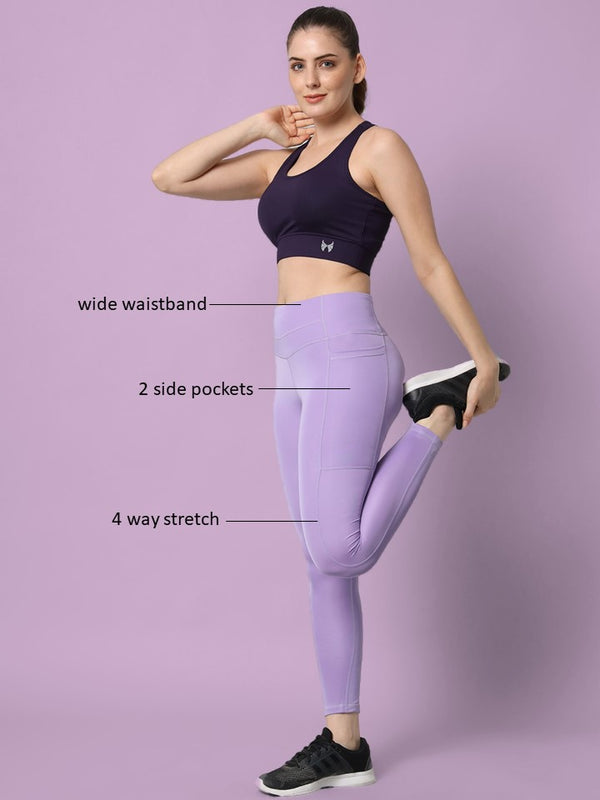 LAVRA Women's Nylon Leggings Full Length Active Pants Yoga Strech Solid  Color